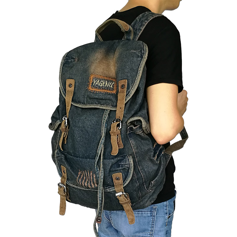 Retro Canvas Leather Double Sh - Canvas Backpack Casual recension och pris