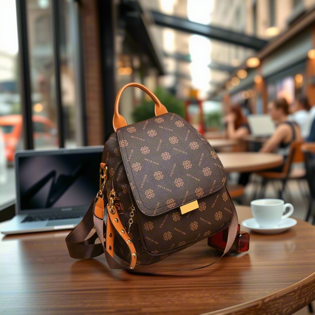 Retro Printed Backpack Women P - Leather Backpack Vintage recension och pris