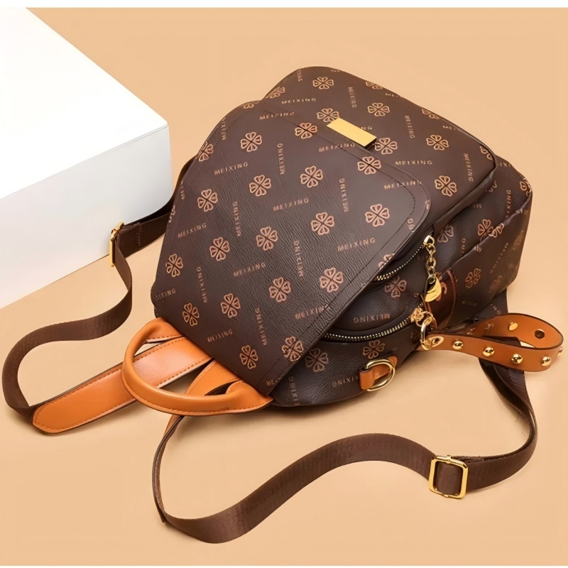 Retro Printed Backpack Women P - Leather Backpack Vintage recension och pris